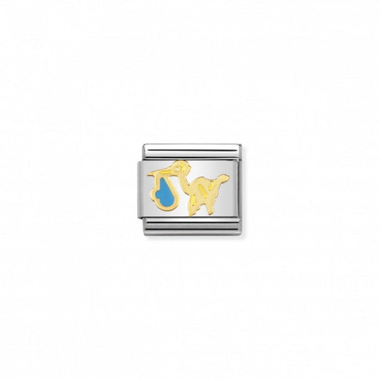 Nomination Classic Link Gold and Enamel Blue Stork Charm