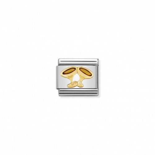 Nomination Classic Link Gold and Enamel Champagne Glasses Charm