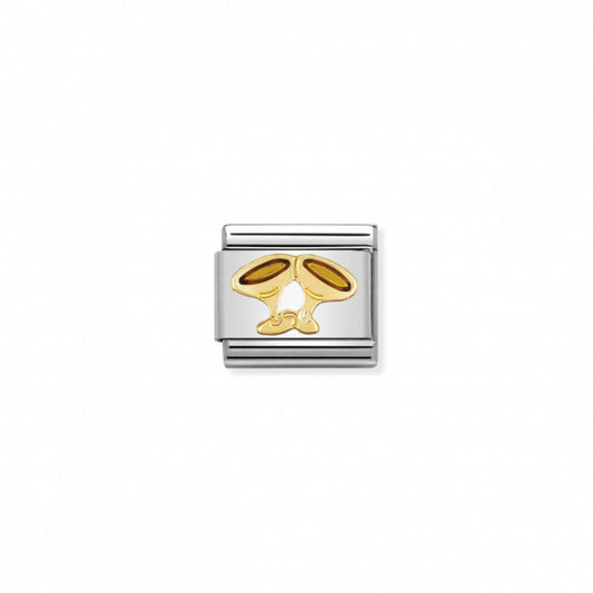 Nomination Classic Link Gold and Enamel Champagne Glasses Charm
