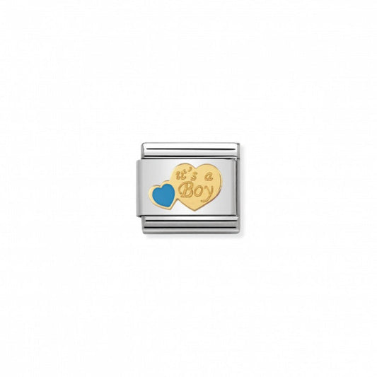 Nomination Classic Link Gold and Enamel It's a Boy Charm