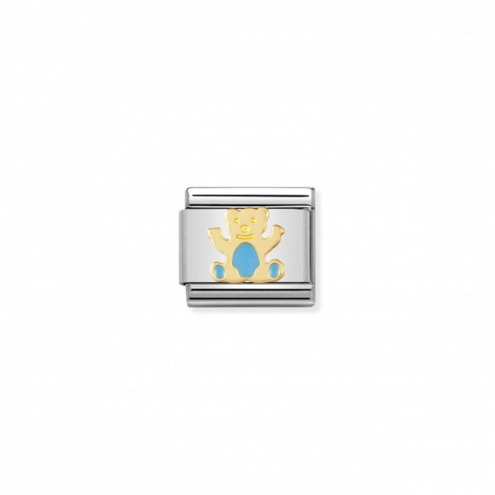 Nomination Classic Link Gold and Enamel Light Blue Bear Charm