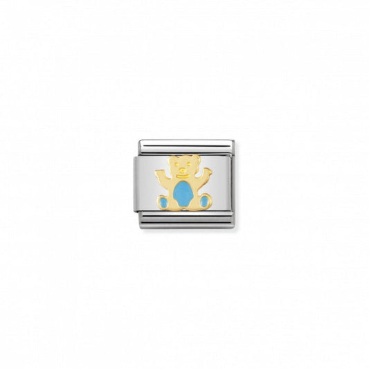 Nomination Classic Link Gold and Enamel Light Blue Bear Charm