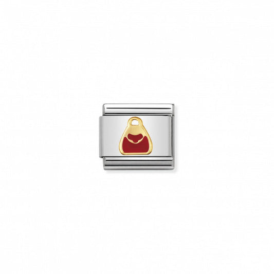 Nomination Classic Link Gold and Enamel Red Bag Charm