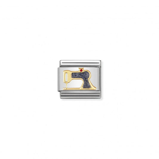 Nomination Classic Link Gold and Enamel Sewing Machine Charm