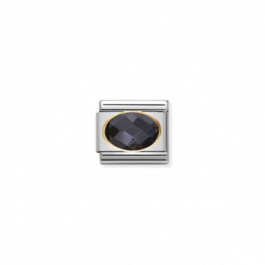 Nomination Classic Link Gold Faceted Cubic Zirconia Black Stone Charm