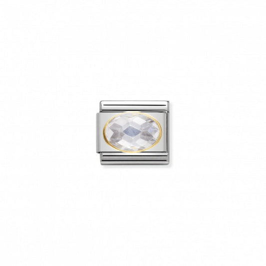 Nomination Classic Link Gold Faceted Cubic Zirconia White Stone Charm