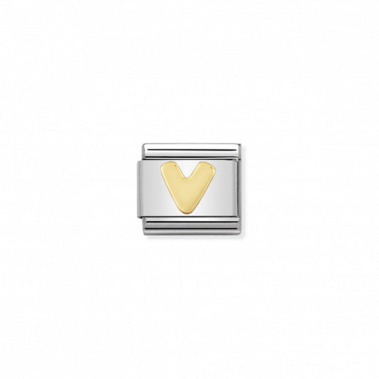 Nomination Classic Link Gold Letter V Charm
