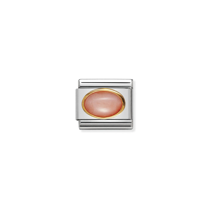 Nomination Classic Link Oval Hard Stones 18K Gold Pink Coral