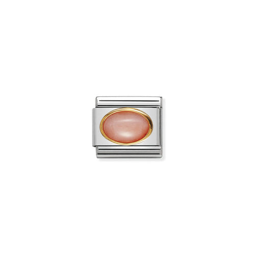 Nomination Classic Link Oval Hard Stones 18K Gold Pink Coral