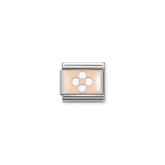 Nomination Classic Link s 9K Rose Gold and Enamel White Flower
