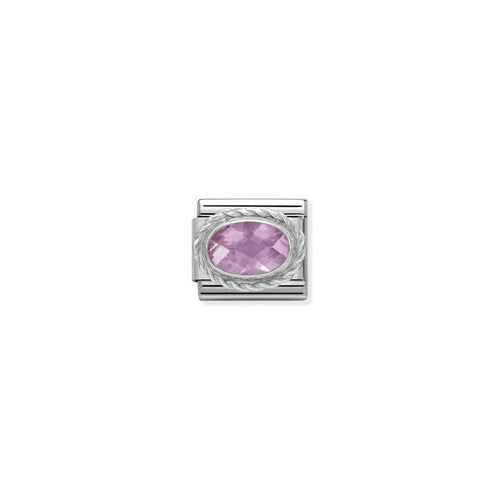 Nomination Classic Link Twisted Setting Faceted Cubic Zirconia Pink Charm