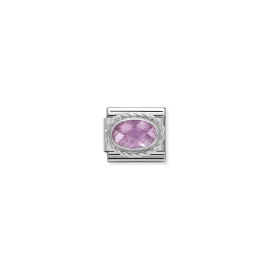 Nomination Classic Link Twisted Setting Faceted Cubic Zirconia Pink Charm