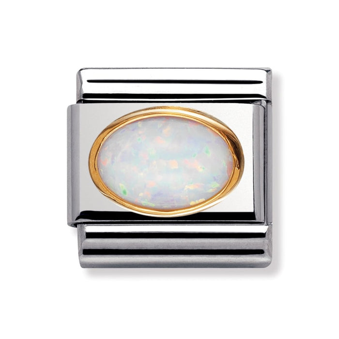 Nomination Classic Oval Hard Stones 18K Gold White Opal