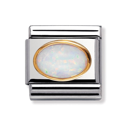 Nomination Classic Oval Hard Stones 18K Gold White Opal