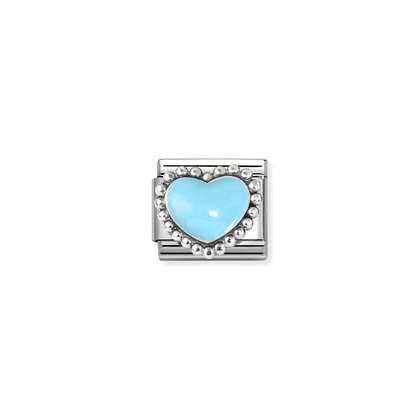 Nomination Composable Classic Silver Link - Pastel Blue Raised Heart