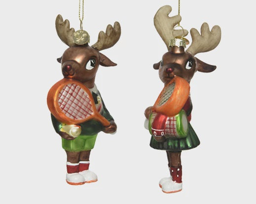 Novelty Glass Tennis Deer Decoration