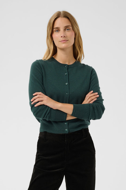 Part Two NoelaniPW Wool Cardigan Dark Green 30309793 194906 worn by model Shop Part Two at Dotique