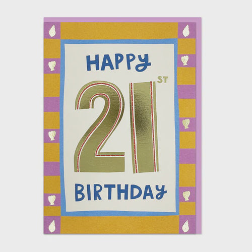 Raspberry Blossom Happy 21st Birthday Greetings Card