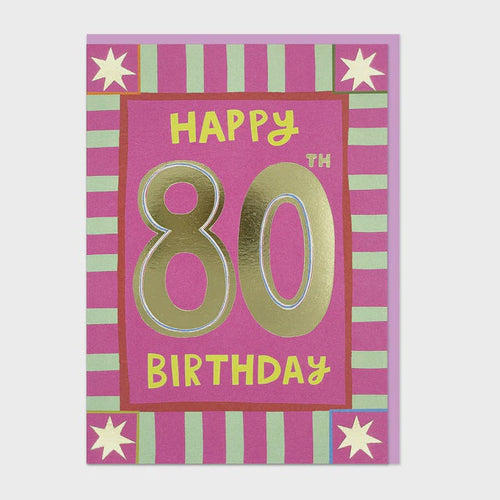 Raspberry Blossom Happy 80th Birthday Greetings Card