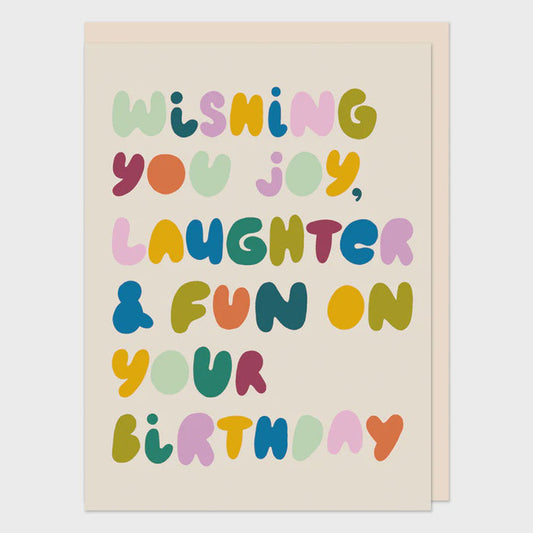 Raspberry Blossom Joy Laughter & Fun Birthday Greetings Card