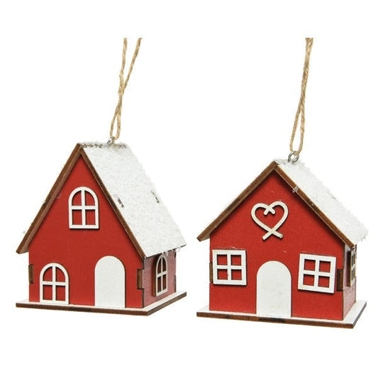 Red Snowy House Christmas Hanging Decorations