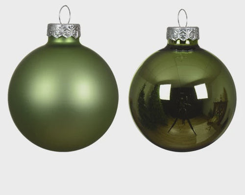 Rosemary Green Mix Glass Bauble Set - 3.5cm