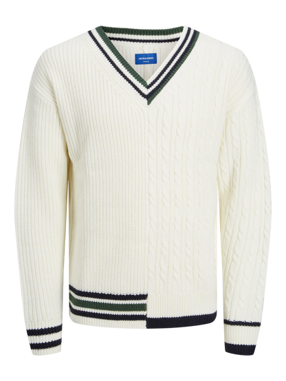 Split Knit V-Neck Sweater